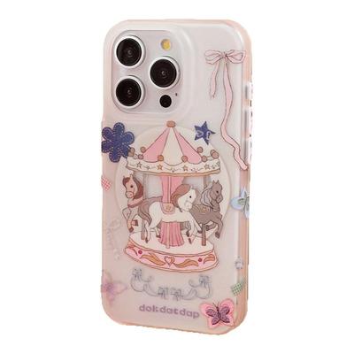 dokdatdap旋转木马原创苹果15promax手机壳磁吸个性可爱趣味适用iPhone14pro磁吸壳新款插画卡通苹果13小众