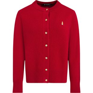 【新年马上旺】暇步士女装冬季红色毛衣气质保暖全羊毛开身线衣女