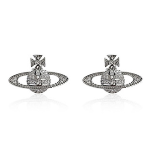 s925银针西太后土星满钻镶钻耳钉女耳环网红气质小众设计款耳饰女