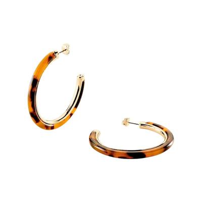 赵露思同款玳瑁色豹纹耳圈素圈耳环2025新款高级感夸张耳饰圈圈女