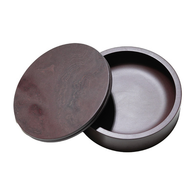 宋坑一片红端砚单打墨海带盖砚台