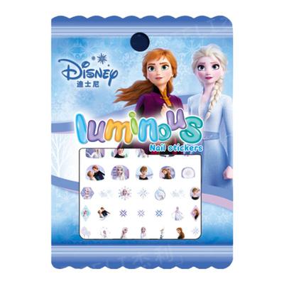 迪士尼夜光儿童指甲贴安全无味女孩新款贴纸宝宝专用美甲贴片脚趾甲贴网红卡通公主可爱荧光贴小花手指自粘贴