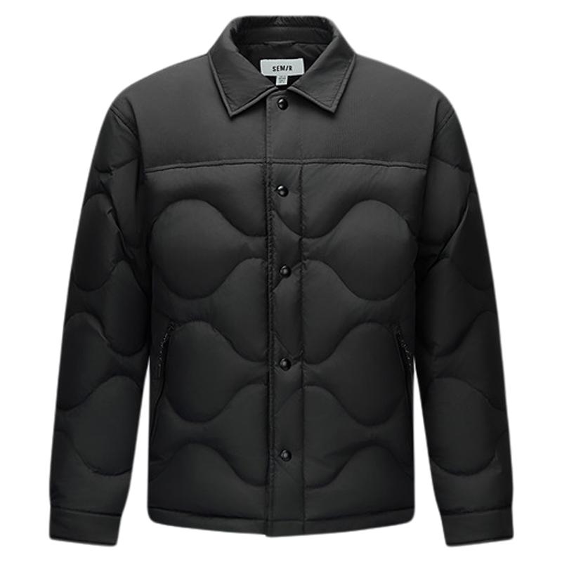 森马拼接三防外套衬衫式羽绒服男