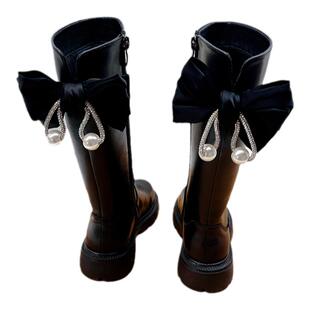 女童鞋子靴子2025秋冬季新款儿童过膝高筒靴宝宝公主加绒长靴皮靴