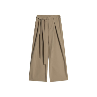 【明星同款】Unvesno(UN)老钱绑带打褶立体剪裁休闲裤宽松西裤秋