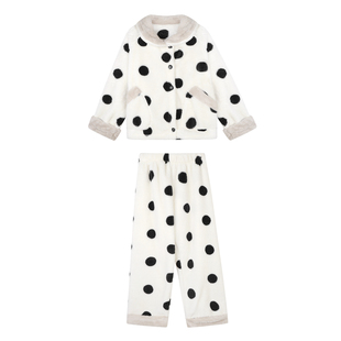 JoyceBra  冬季新款加厚毛绒保暖睡衣撞色波点可外穿家居服套装女