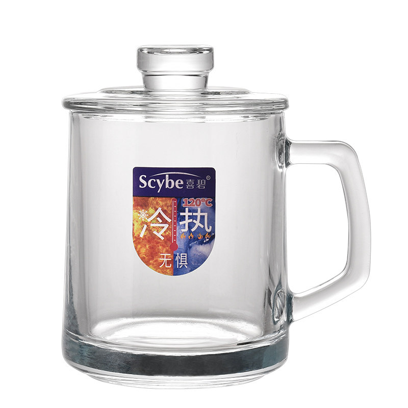 玻璃水杯带盖早餐杯耐高温透明纯玻璃杯