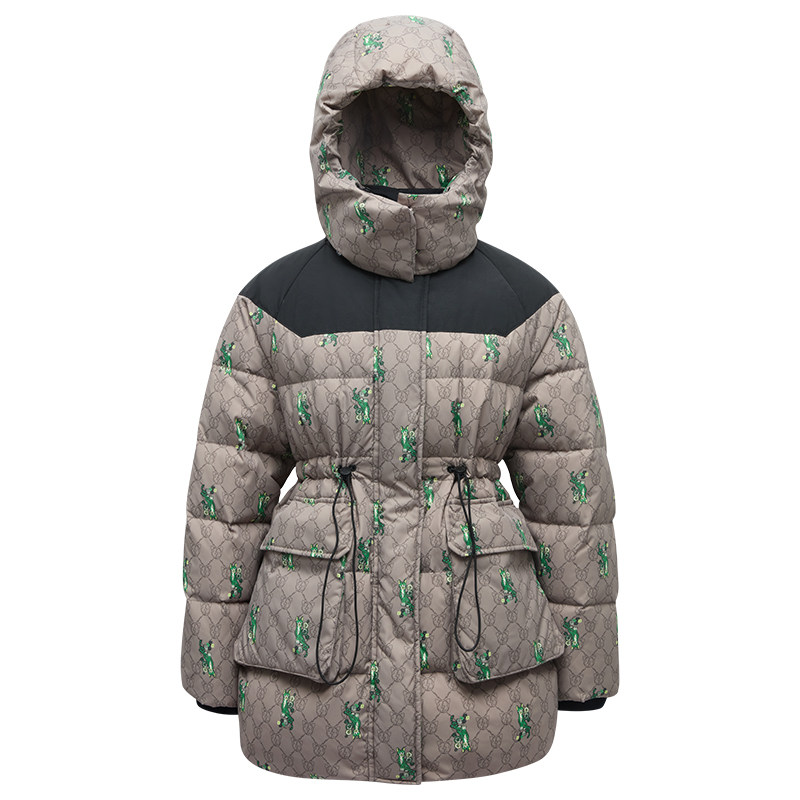 微落肩派克感中长款羽绒服