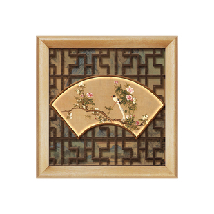 新中式花鸟画摆台实木边框客厅桌面装饰画国风氛围感卧室床头摆画