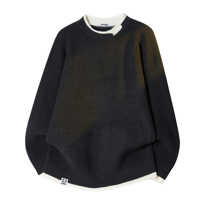 慵懒风圆领毛衣男款秋冬新款撞