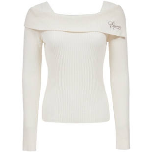 【爆款】ONLY2025冬季新款露肩一字领两穿纯色约会修身打底针织衫