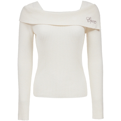 ONLY纯欲风一字领针织衫