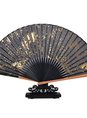 中国6寸金银真丝女式古风折扇子