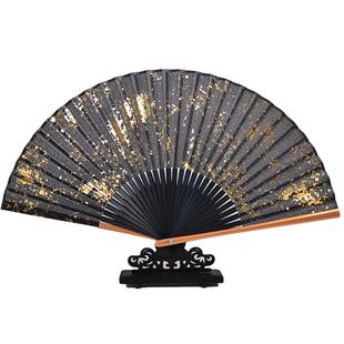 中国风扇6寸金银洒金色真丝女式古风古典汉服旗袍折扇子古典摄影