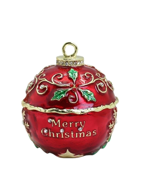 珐琅彩圣诞球铃铛首饰盒摆件圣诞树挂饰节日桌面合金装饰品礼物