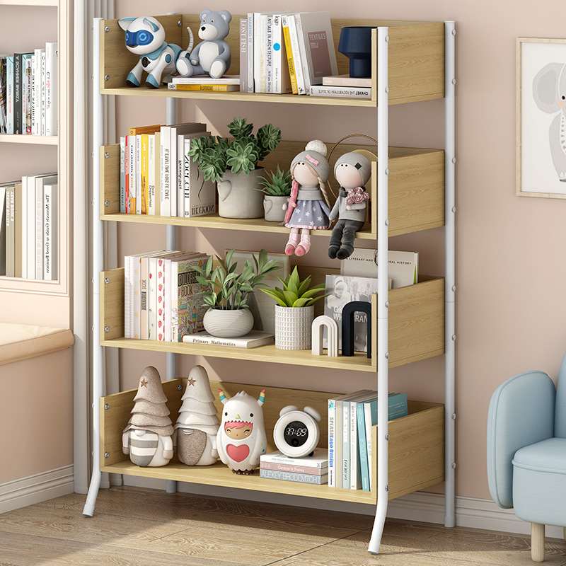 3学生书柜多层家用客厅收纳简易落地卧室窗飘物书架实木小型儿童