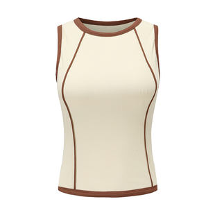 lrecnava 运动上衣拼色背心女带胸垫吸汗瑜伽服夏季跑步健身服