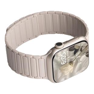 张婧怡同款适用苹果S10手表表带applewatch9手表带iwatchS10表带磁吸S11硅胶Ultra3腕带女SE3运动男8高级秋冬