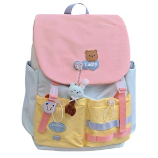 胡子鸡仔多巴胺少女迷你双肩包女可爱撞色学生小书包轻便旅行背包