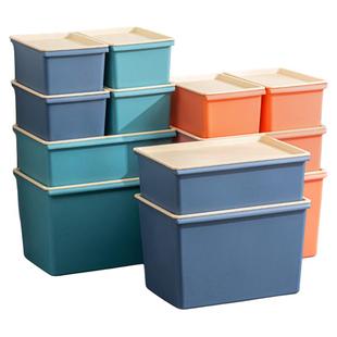 收纳盒桌面带盖塑料杂物化妆品收纳筐储物盒子窄长型高颜值分类