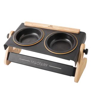 猫碗陶瓷狗碗实木增高架大口径猫食盆宠物双碗可调节护颈不易打翻
