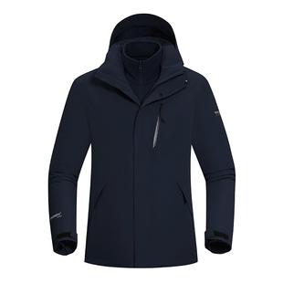 诺诗兰抓绒内胆三合一硬壳压胶男款冲锋衣户外徒步防风防雨外套