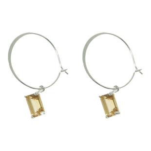 11月生辰石天然进口黄水晶纯银耳环原创设计925银耳坠耳扣耳饰