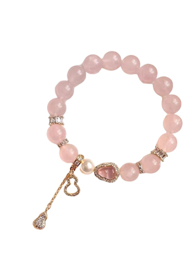 鎏光粉彩 天然水晶粉水晶手链女款夏轻奢小众高级感手串生日礼物