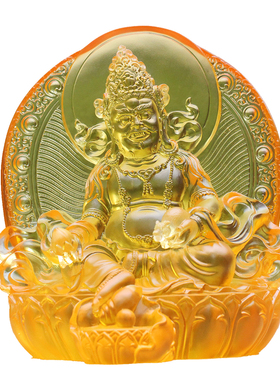 琉璃黄财神佛像摆件招财风水财神爷家居收藏供奉桌面装饰手工艺品