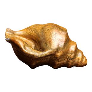 天然绿檀木雕刻海螺摆件文玩招财纳福手把件家居装饰品创意工艺品