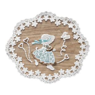 复古ins法式田园碎花边蕾丝桌盘垫 床头柜盖布纱垫桌布下午茶摆拍