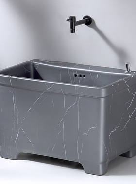 北欧灰色高脚拖把池家用阳台卫生间陶瓷拖布池四角墩布池洗拖布盆