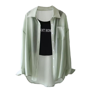 新品首发天丝防晒衬衫女外套夏天半透轻薄不易皱薄款透气外搭上衣