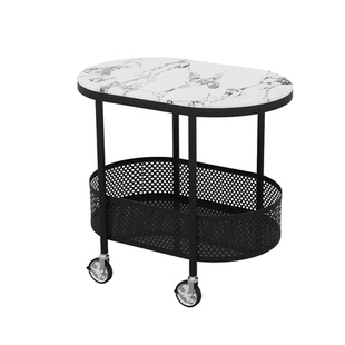 法式中古风宝格丽微晶石可移动小推车边几轻奢高级感沙发小茶几