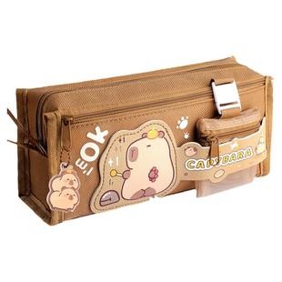 新款卡皮巴拉笔袋女小学生女童高颜值大容量文具盒初中生儿童女孩款铅笔盒2024版创意多功能女生用男孩款学习