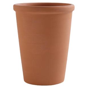 复古厚边瘦高直筒红陶花盆客厅庭院阳台花园落地兰花盆透气带托盘