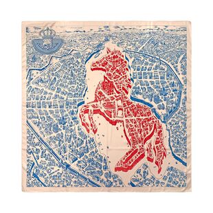 秀智同款骏马之城丝巾女春秋薄款90大方巾防晒头巾印花装饰小抹胸