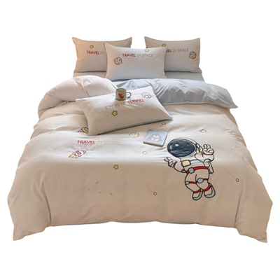 宇航员100支纯棉刺绣儿童四件套