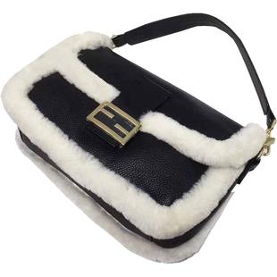 头层牛皮真皮女包包毛毛2025冬季新款时尚气质斜挎包羊毛包皮草包