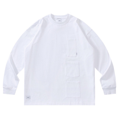 PAXOM新款重磅纯棉多口袋长袖T恤