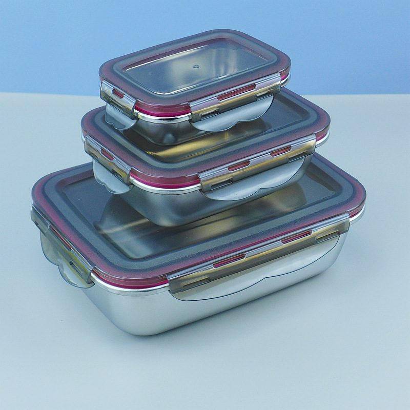 304不锈钢保鲜盒冰箱方形日式密封泡菜收纳盒储带样盒物盖盒留盒