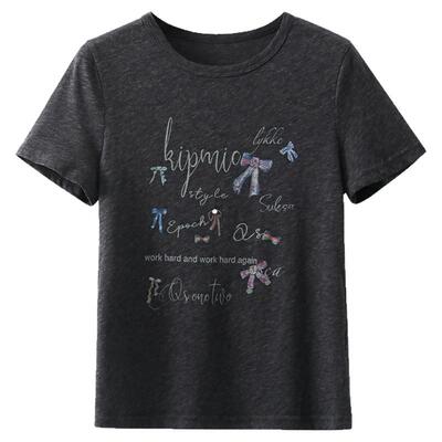 夕蒙2026新款春季韩系气质上衣小个子小众独特卡通套头短袖t恤女