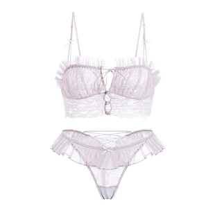 夏何夕性感内衣女夏季薄款小胸聚拢纯欲风法式蕾丝美背文胸套装