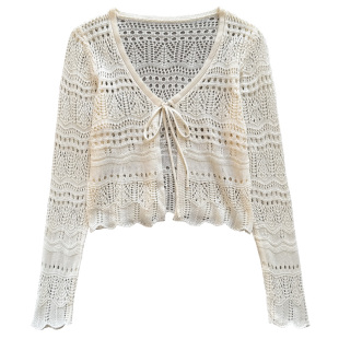 海边度假风镂空防晒小外搭披肩夏季配吊带裙罩衫长袖海滩穿搭开衫