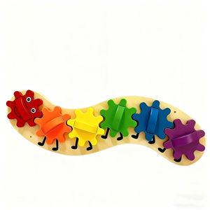 Pabe帕彼企业店幼儿童蒙氏毛毛虫益智齿轮联动旋转玩具锻炼手指木制玩具