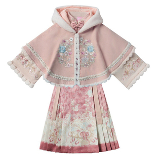 女童汉服秋冬款国潮新中式加厚宝宝春节过年衣服儿童拜年服套装