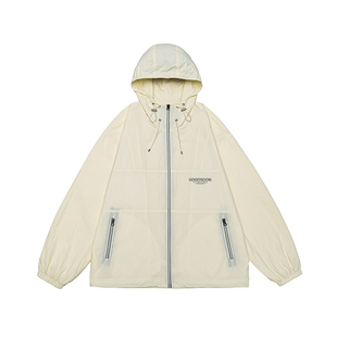GOGOSOON沙粒皱连帽夹克外套男新款2026春秋美式复古字母印花潮流