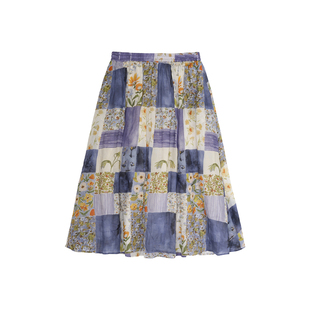 古着Vintage纯苎麻浪漫花色松紧腰显瘦仙气清爽半身裙夏 安妮森林