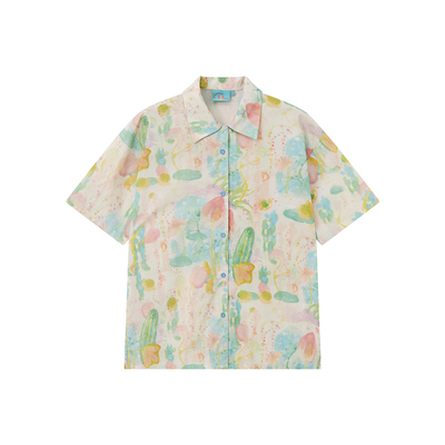 绮色花笺满印短袖衬衫