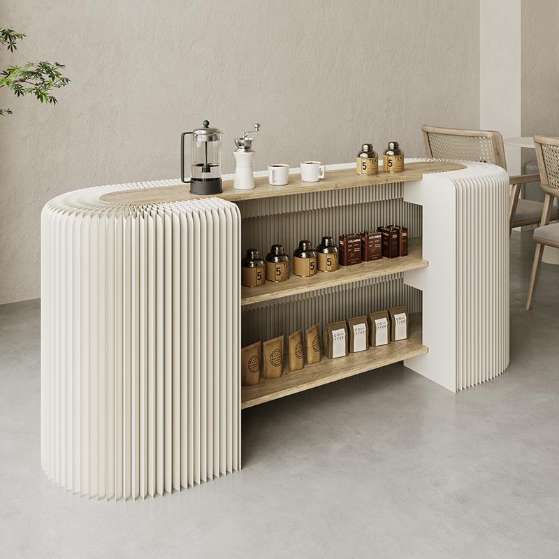 折叠纸吧台桌简约多层置物柜隔断小吧台可折叠前台桌多层置物架